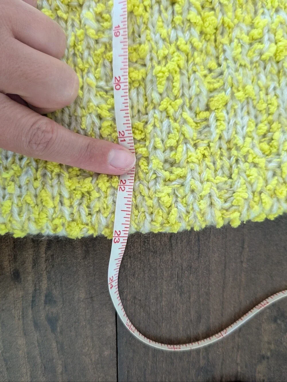 Yellow and Beige Knitted Infinity Scarf